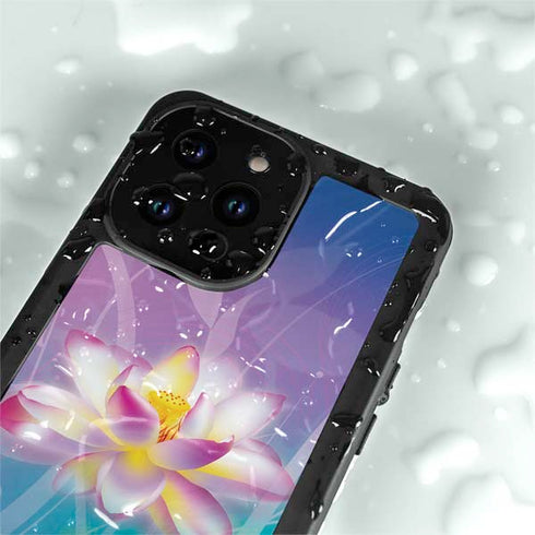 Lotus Floral Pattern iPhone 14 Pro Max Waterproof Case