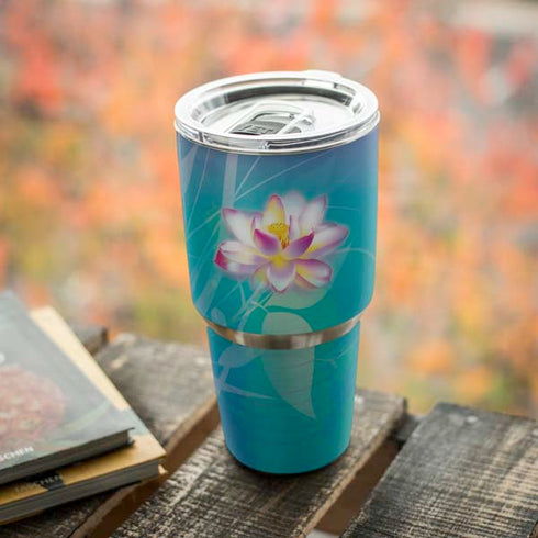 Lotus Floral Pattern Yeti 30oz Rambler Tumbler Skin