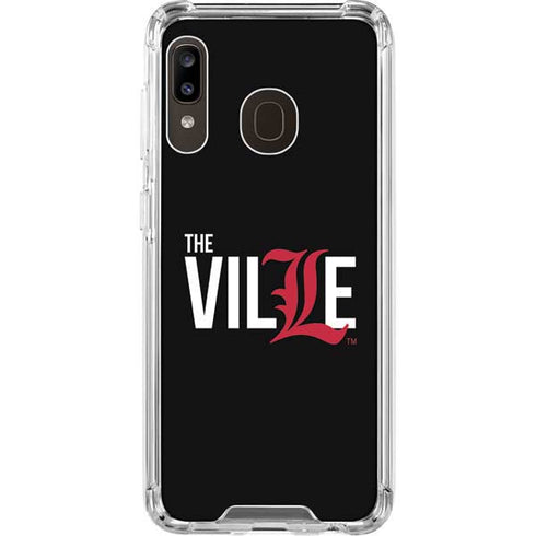 University of Louisville Black Background Galaxy A30 Clear Case