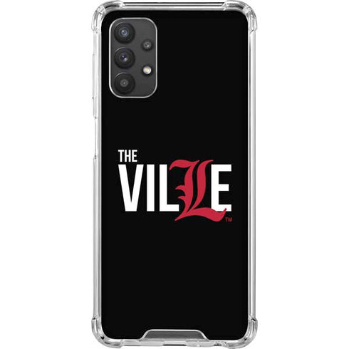 University of Louisville Black Background Galaxy A32 5G Clear Case