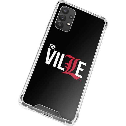 University of Louisville Black Background Galaxy A32 5G Clear Case