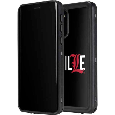 University of Louisville Black Background Galaxy S20 Plus Waterproof Case