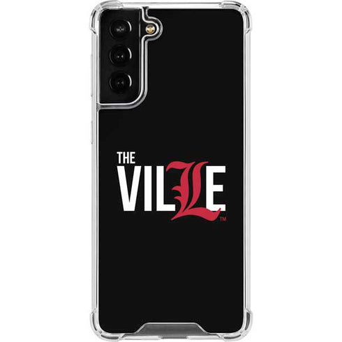 University of Louisville Black Background Galaxy S21 FE Clear Case