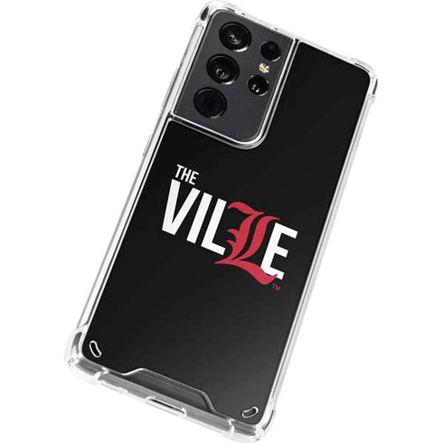University of Louisville Black Background Galaxy S21 Ultra 5G Clear Case