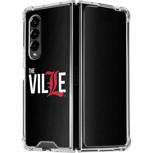University of Louisville Black Background Galaxy Z Fold4 5G Clear Case