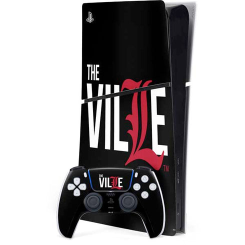 University of Louisville Black Background PS5 Slim Digital Edition Bundle Skin