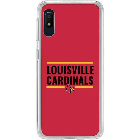 University of Louisville Cardinals Striped Galaxy A10e Clear Case