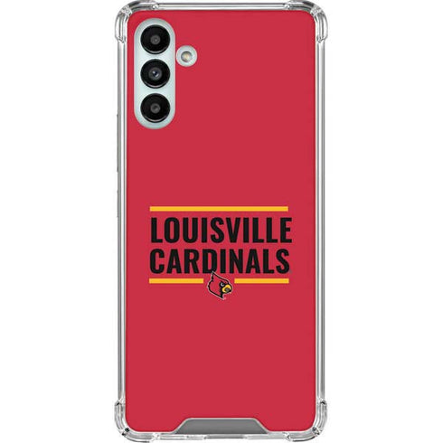 University of Louisville Cardinals Striped Galaxy A13 5G Clear Case