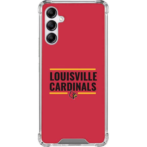 University of Louisville Cardinals Striped Galaxy A14 5G Clear Case