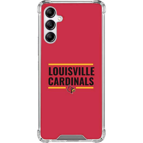 University of Louisville Cardinals Striped Galaxy A15 5G Clear Case