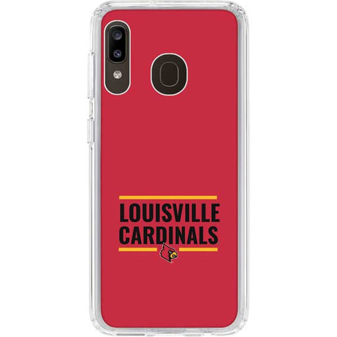 University of Louisville Cardinals Striped Galaxy A20 Clear Case