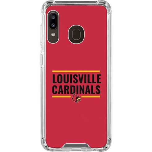 University of Louisville Cardinals Striped Galaxy A30 Clear Case