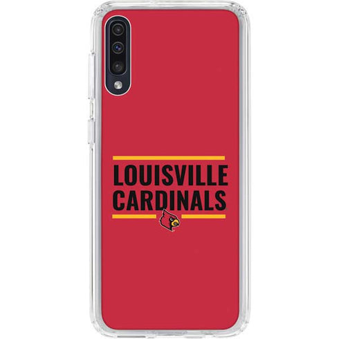 University of Louisville Cardinals Striped Galaxy A50 Clear Case