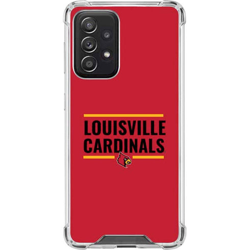 University of Louisville Cardinals Striped Galaxy A52 5G Clear Case