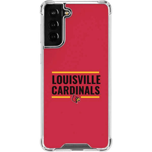 University of Louisville Cardinals Striped Galaxy S21 FE Clear Case