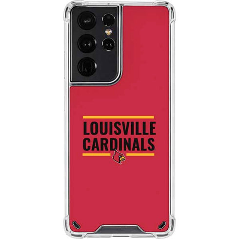 University of Louisville Cardinals Striped Galaxy S21 Ultra 5G Clear Case