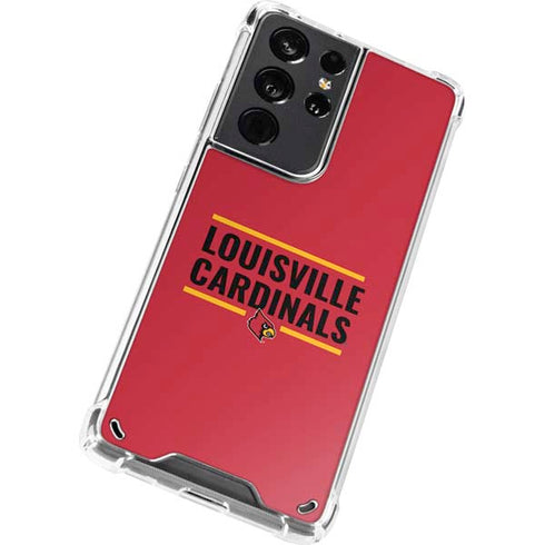 University of Louisville Cardinals Striped Galaxy S21 Ultra 5G Clear Case