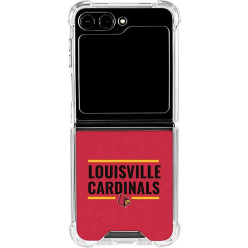University of Louisville Cardinals Striped Galaxy Z Flip5 5G Clear Case