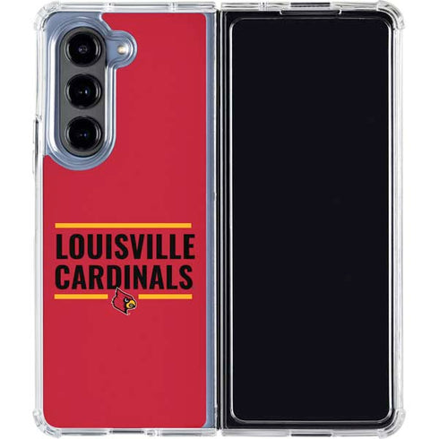 University of Louisville Cardinals Striped Galaxy Z Fold5 5G Clear Case