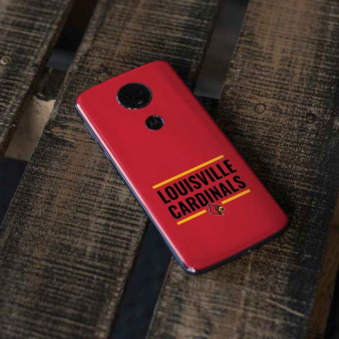 University of Louisville Cardinals Striped Moto E5 Plus Skin