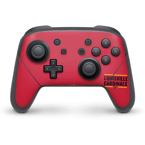 University of Louisville Cardinals Striped Nintendo Switch Pro Controller Skin