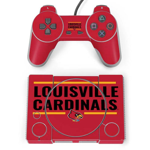 University of Louisville Cardinals Striped PlayStation Classic Bundle Skin