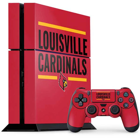 University of Louisville Cardinals Striped PS4 Console and Controller Bundle Skin