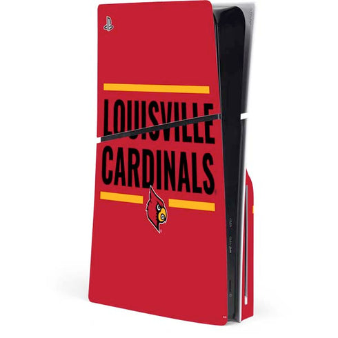 University of Louisville Cardinals Striped PS5 Slim Disk Console Skin