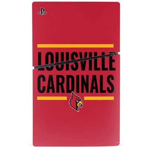 University of Louisville Cardinals Striped PS5 Slim Digital Edition Bundle Skin