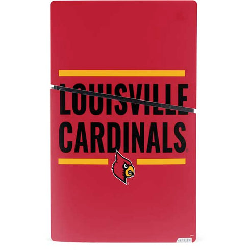 University of Louisville Cardinals Striped PS5 Slim Digital Edition Bundle Skin