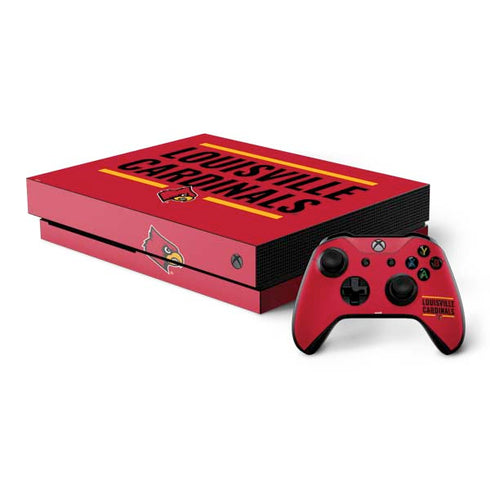 University of Louisville Cardinals Striped Xbox One X Bundle Skin