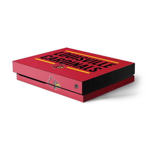 University of Louisville Cardinals Striped Xbox One X Console Skin