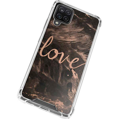 Love Rose Gold Black Galaxy A12 Clear Case