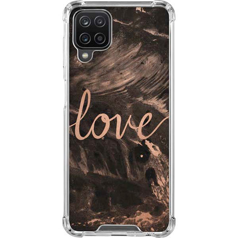 Love Rose Gold Black Galaxy A12 Clear Case