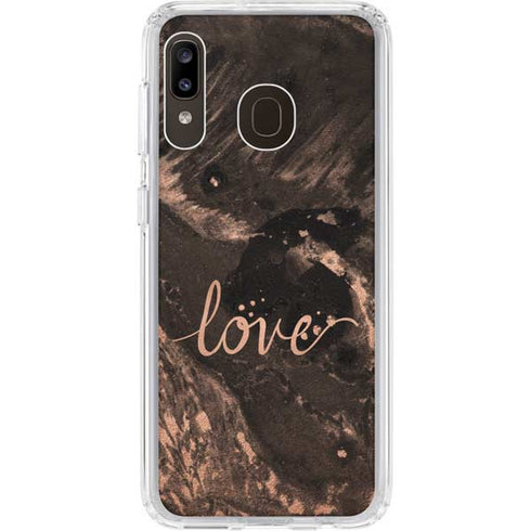 Love Rose Gold Black Galaxy A20 Clear Case