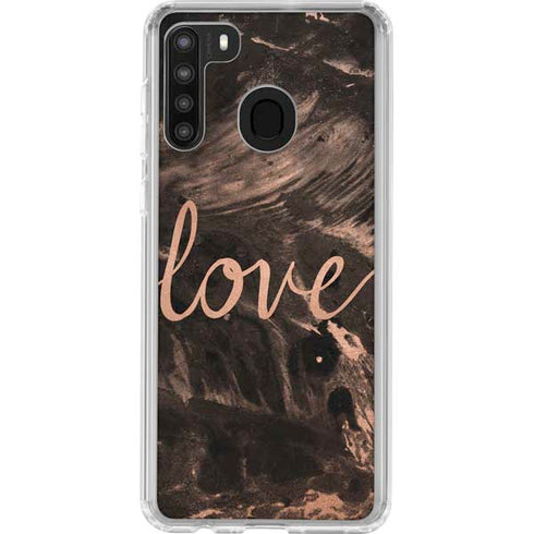 Love Rose Gold Black Galaxy A21 Clear Case