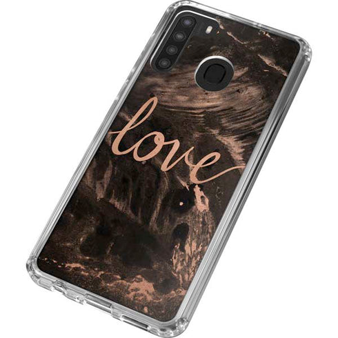 Love Rose Gold Black Galaxy A21 Clear Case