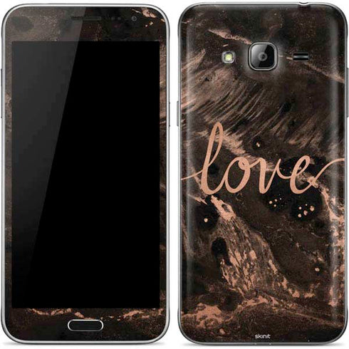 Love Rose Gold Black Galaxy J3 Skin
