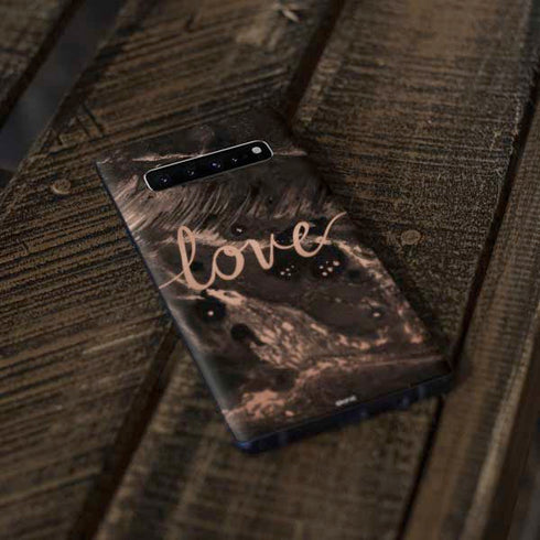 Love Rose Gold Black Galaxy S10 Skin