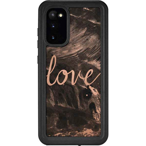 Love Rose Gold Black Galaxy S20 Waterproof Case