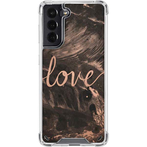 Love Rose Gold Black Galaxy S21 5G Clear Case