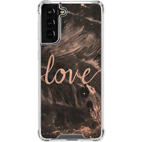 Love Rose Gold Black Galaxy S21 FE Clear Case