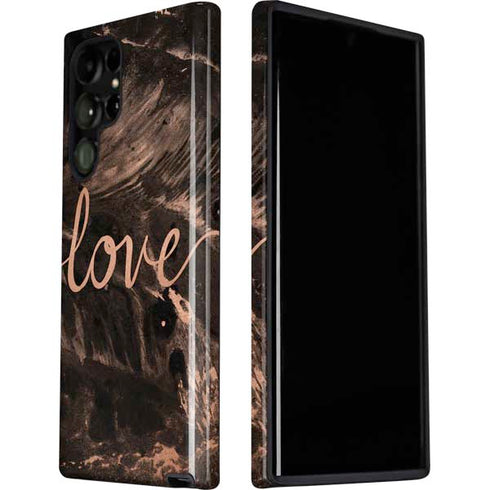 Love Rose Gold Black Galaxy S22 Ultra Pro Case