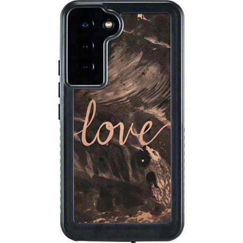 Love Rose Gold Black Galaxy S23 Plus Waterproof Case