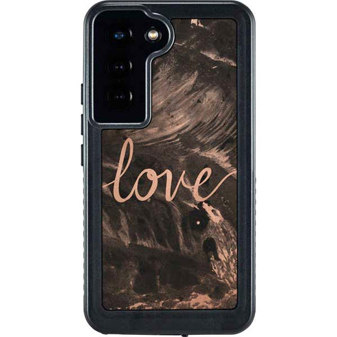 Love Rose Gold Black Galaxy S23 Waterproof Case