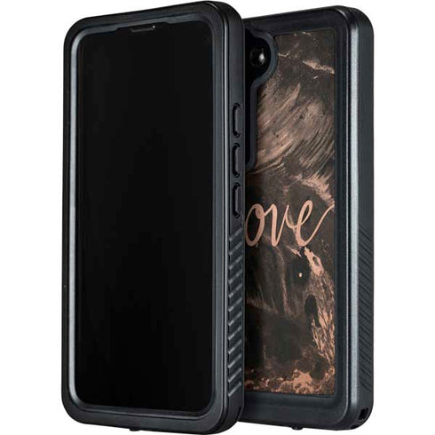 Love Rose Gold Black Galaxy S23 Waterproof Case