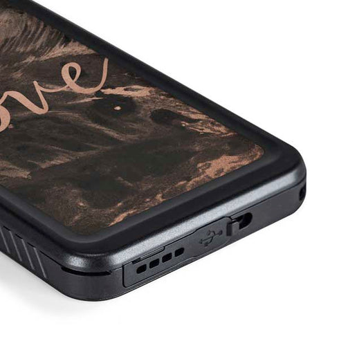 Love Rose Gold Black Galaxy S23 Waterproof Case