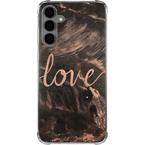 Love Rose Gold Black Galaxy S24 Plus Clear Case