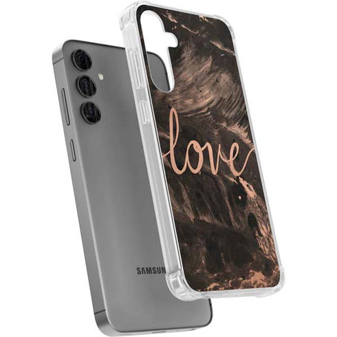 Love Rose Gold Black Galaxy S24 Plus Clear Case