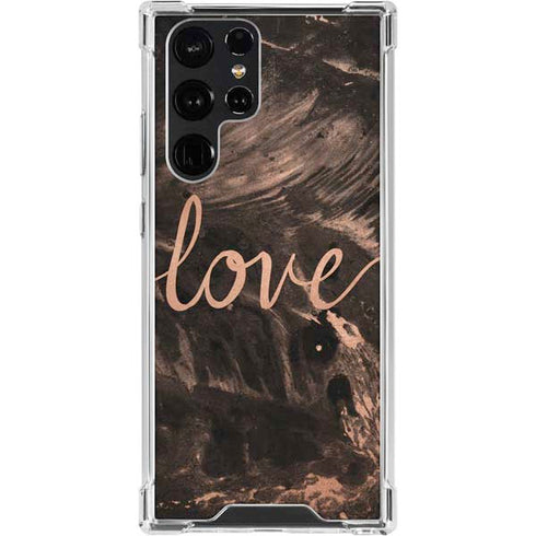 Love Rose Gold Black Galaxy S24 Ultra Clear Case
